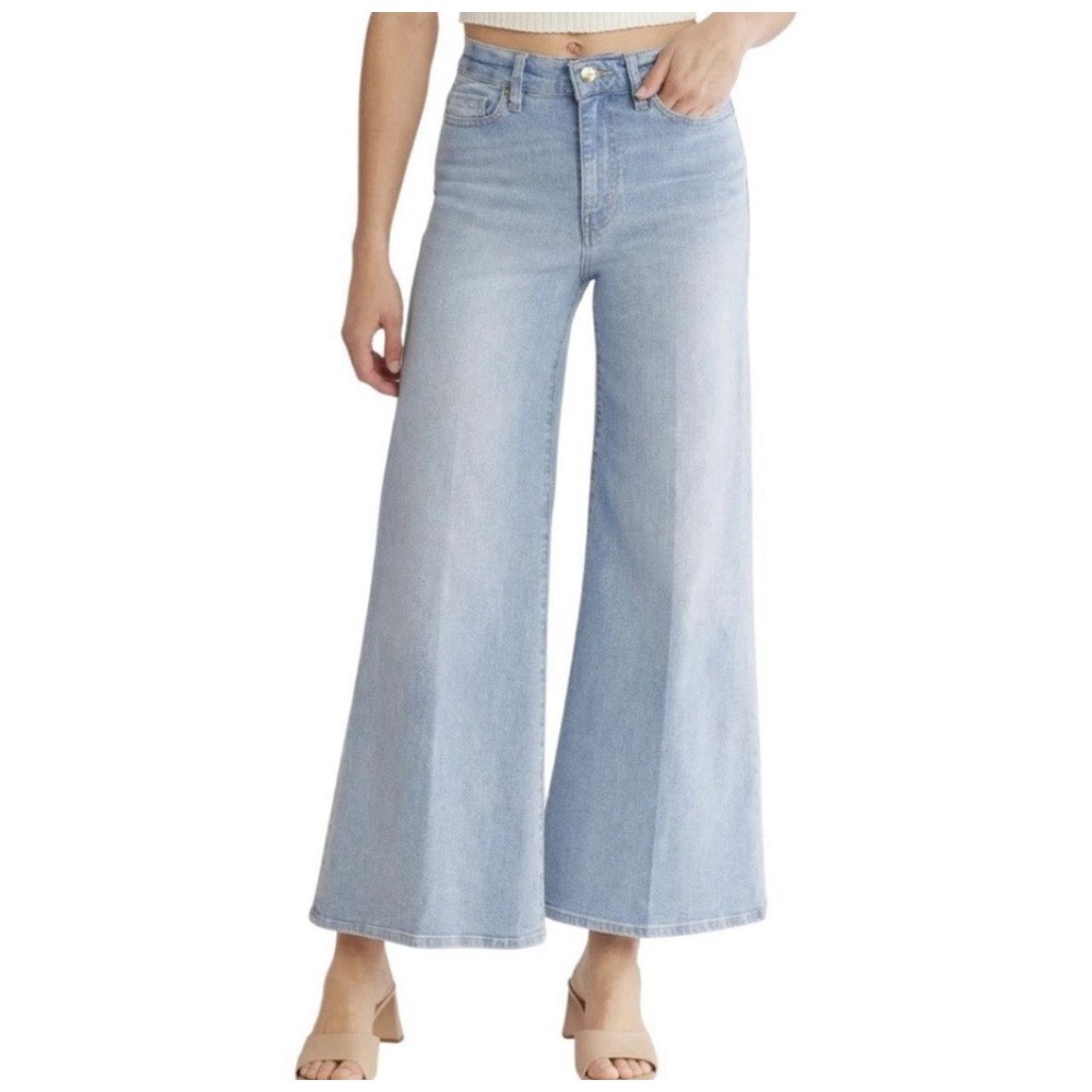 Frame Le Palazzo Wide Leg High Rise Cropped Jeans Blue Springs Light Wash Sz 26